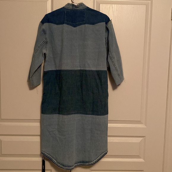Oversized denim dress. Two tone colour. Can be worn open as an over shirt. - Picture 2 of 3